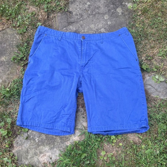 Request Mens Blue Chino Shorts Size 36 Casual Flat Front - Picture 1 of 6